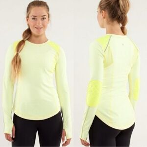 Lululemon Run: Ice Queen Long Sleeve. Slope Stripe Clarity Yellow. Striped. S.